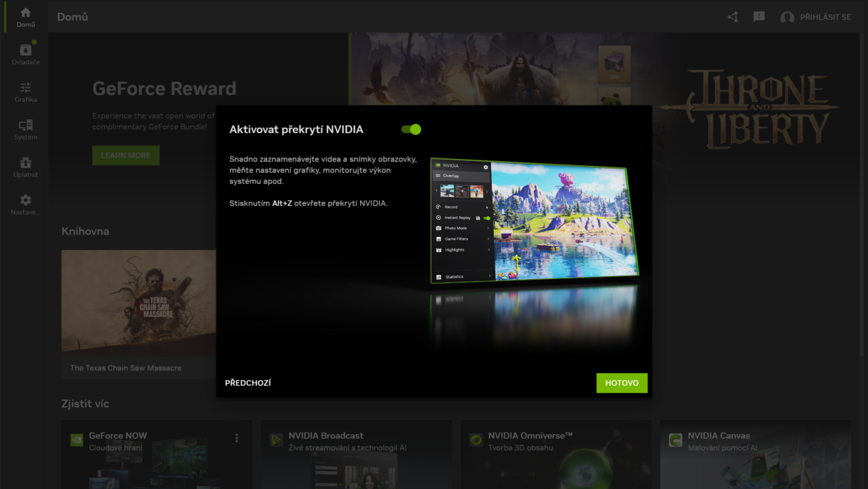 GeForce Experience bylo nahrazeno novou aplikací